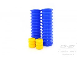 Отбойники задних стоек + пыльники синего цвета 2108/21082/2115 (2 желтых отбойника Comfort + 2 синих пыльника 2108-2915681) полиуретан cиний Profi