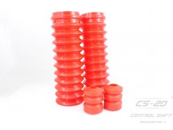 Отбойники задних стоек + пыльники красного цвета 2108/21082/2115 (2 отбойника красных Drive + 2 красных пыльника 2108-2915681) полиуретан красный drive