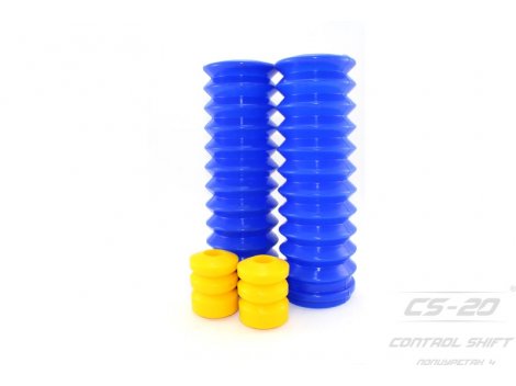 Отбойники задних стоек + пыльники синего цвета 2108/21082/2115 (2 желтых отбойника Comfort + 2 синих пыльника 2108-2915681) полиуретан cиний Profi